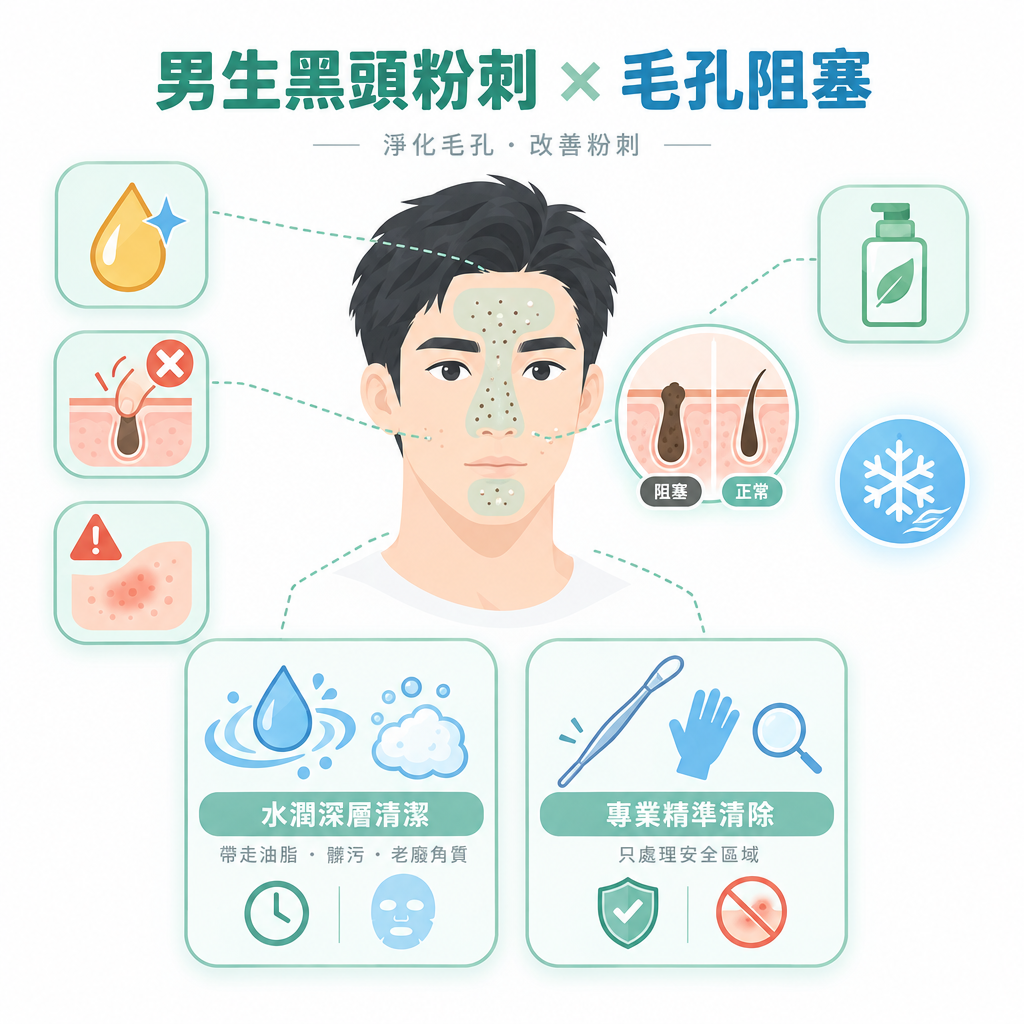 男士黑頭粉刺多怎麼辦？深層淨肌與專業針清比較