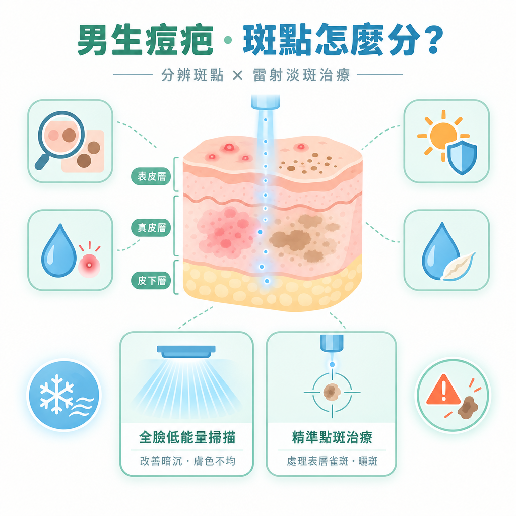 男士暗瘡印及色斑如何分辨？鐳射淡印護理指南